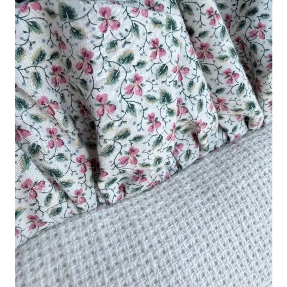 Charming Handmade Needlepoint Flowers Accent Pillows Ruffled Ditsy Floral Trim